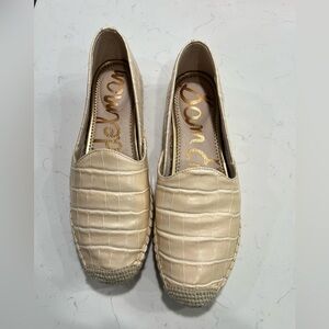 Sam Edelman Cream Croc-Embossed Flats